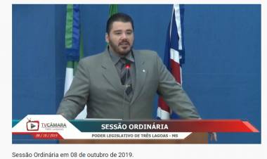 Vereador Tonhão (MDB) fala na Tribuna da Câmara de  Vereadores sobre críticas recebida nas redes sociais