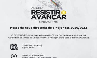 Será empossada hoje, 18, a nova diretoria do Sindicato dos Jornalistas de MS (SINDJOR/MS)