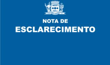Nota de Esclarecimento da Prefeitura de Três Lagoas