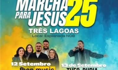 Três Lagoas realiza 7º edição da Marcha para Jesus nos dias 12 e 13 de setembro