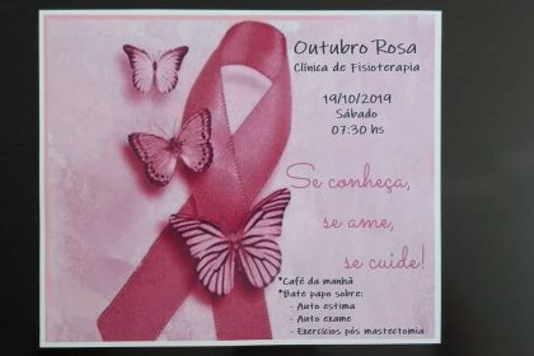 Equipe da Clínica de Fisioterapia realiza ação da campanha Outubro Rosa