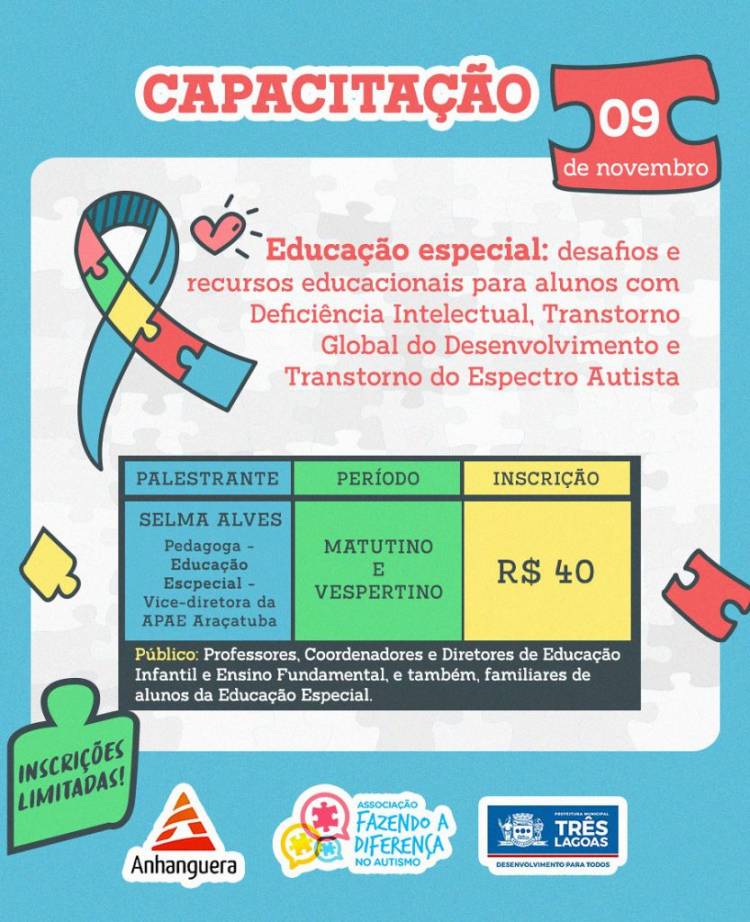 EDUCAÇÃO ESPECIAL: Associação Fazendo a Diferença no Autismo promove dia de informações para melhoria do atendimento