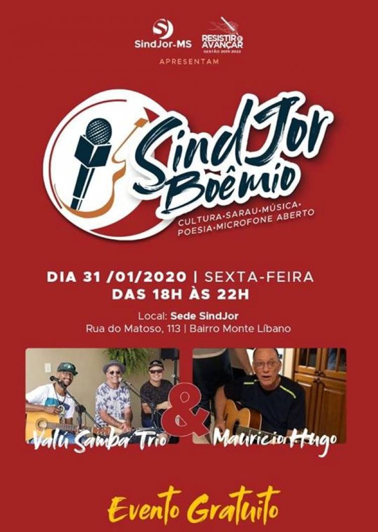 Hoje 31 de Janeiro é dia de Sindijor Boêmia "SEXTOU"!