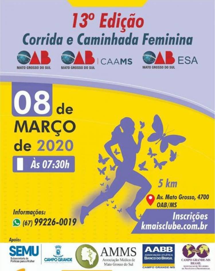 AMMS apoia 13ª Edição da Corrida e Caminhada Feminina da OAB/MS