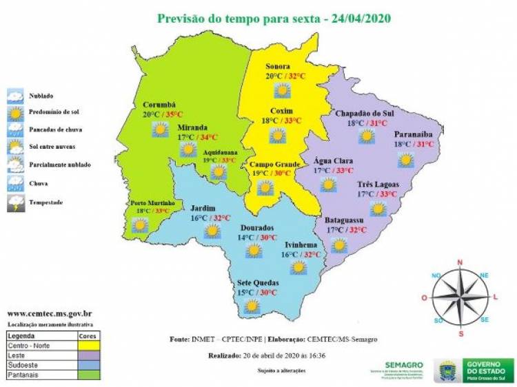 Mato Grosso do Sul terá sexta-feira ensolarada