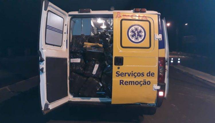 Ambulância com placa de Três Lagoas é barrada com 1,5 toneladas de maconha na fronteira em MS