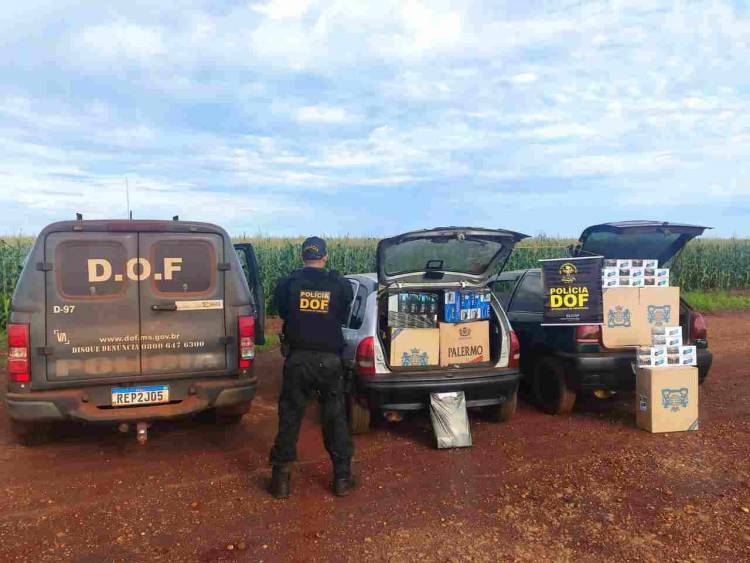 DOF apreende dois veículos carregados com cigarros paraguaios na BR-463