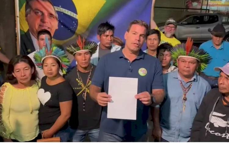 Indígenas declaram apoio a Contar que, em campanha pelo interior, pede votos para ele e para Bolsonaro