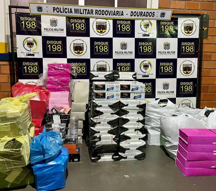 Polícia Militar Rodoviária apreende quatro veículos com cargas de contrabando e descaminho em Dourados