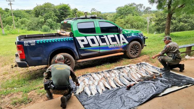 PMA de Naviraí autua em R$ 5,4 mil dois pescadores profissionais paranaenses por pesca e transporte ilegal de pescado e apreende 138 kg de peixes