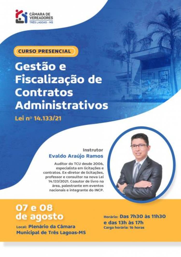 Câmara oferecerá dois dias de capacitação sobre nova lei de licitação para servidores e diretores